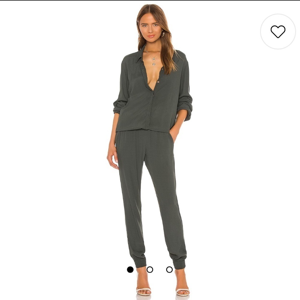 MONROW Crepe Long Sleeve Jumpsuit in Camo